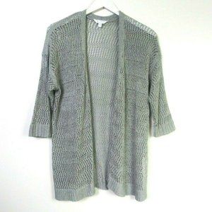 Crochet Open Front Long Cardigan Sz XL 3/4 Sleeve